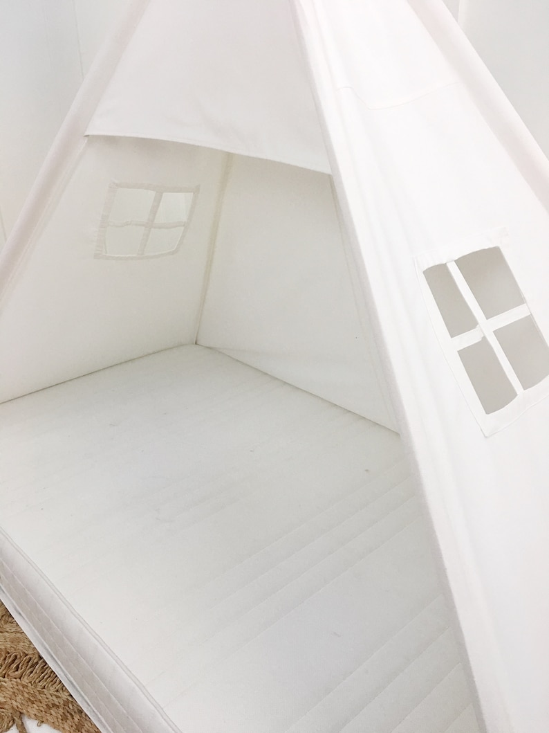 Play Tent Canopy Bed in White Canvas Fits Twin Mattress Etsy