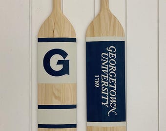 Custom College Team Painted Paddle Set:  Wood Oars, Wall Art Decor