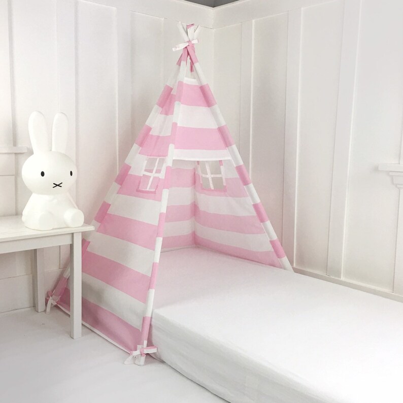 Play Tent Canopy Bed Header in Striped Poplin. TWIN SIZE ...