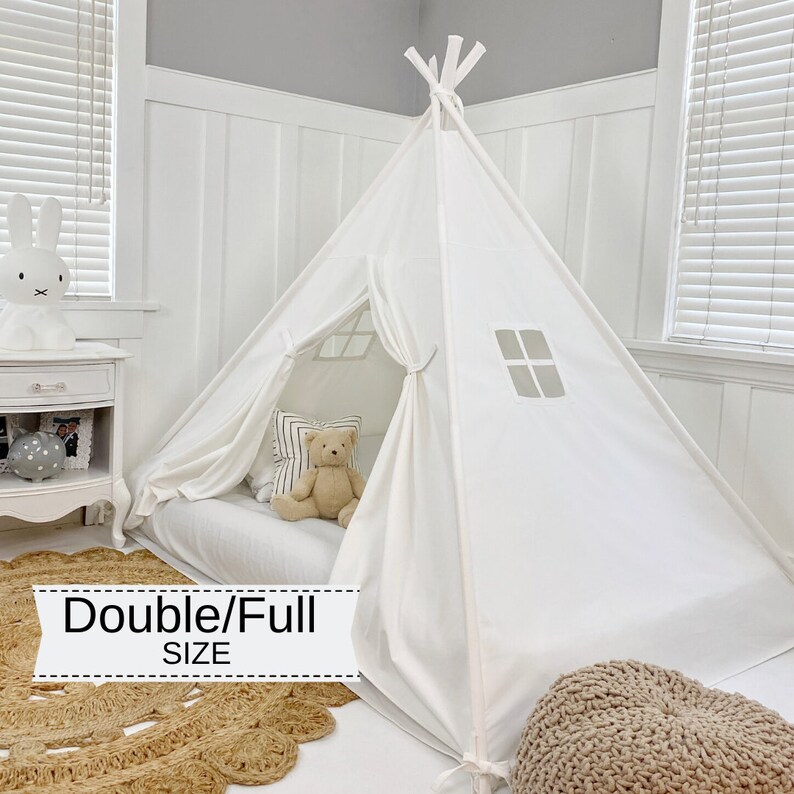 Play Tent Mattress Canopy in White Canvas WITH Doors Etsy