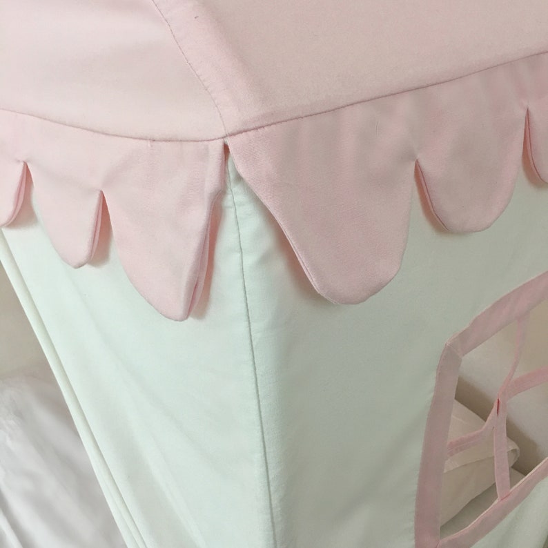 The 'Sweet Dreams' Play House Bed Canopy Twin Size Pink and White Cotton Canvas Twin Bed Tent image 8