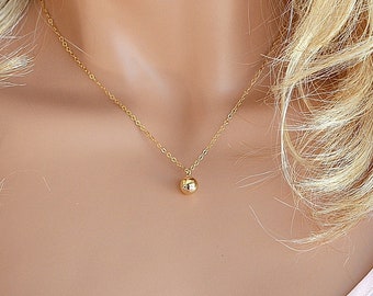 Gold Ball Necklace, Minimal Necklace, Dainty Gold Necklace, Choker Ball Necklace, Minimalist Choker, Silver Choker, Ball Drop Necklace