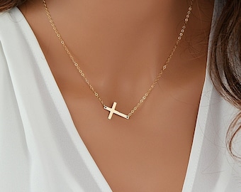 Gold Cross Necklace - Etsy