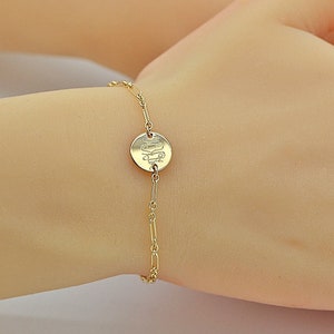 Initial Disc Bracelet, Personalized Jewelry, Gold Disc Bracelet, Gift For Her, Gold Bracelet, Dainty bracelet Personalized
