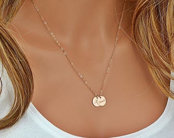 Name Necklace Gold, Gold Disc Necklace, Disc Necklace with Names, Delicate Disc Necklace, Engraved Disc, Personalized Disc, Gold Necklace