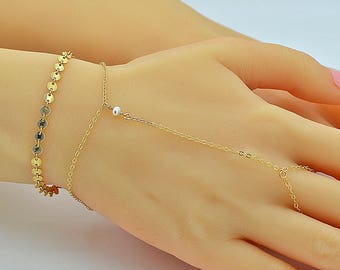 Dainty Pearl Bracelet, Delicate Chain Bracelet, Gold Bracelet, Freshwater Pearl Bracelet, Wedding Jewelry