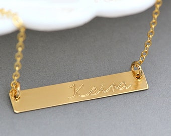 Collana con lingotto d'oro, Collana con targhetta, Collana Kardashian, Collana con nome, Personalizzata, Iniziale, Collana con lingotto d'argento, Ispirata alle celebrità