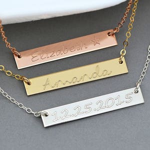 Rose Gold Bar necklace, Personalized Necklace, Necklace Bar, Gold Personalized Necklace, Rose Gold Personalized Necklace, Celebrity Necklace