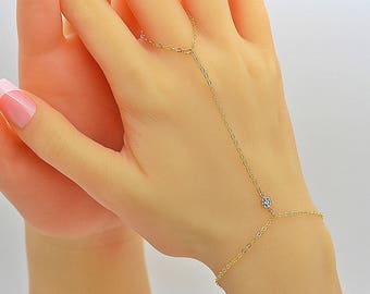 Chain Bracelet, Delicate Cz Bracelet, Cz Diamond Bracelet, Finger Bracelet, Gold Chain Bracelet, Dainty Bracelet, Ring Bracelet