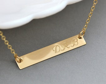 Collier de barre de nom personnalisé, collier de plaque signalétique, collier de nom, collier de barre personnalisé, collier personnalisé, collier de nom en or