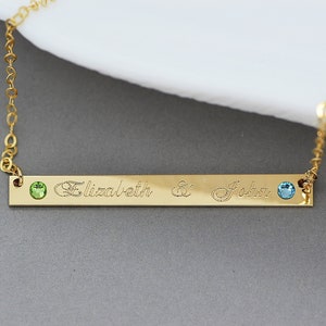 Personalized Bar Necklace, Gold Bar Necklace, Initial Bar Necklace, Everyday Jewelry, Birthstone Necklace, Birthstone Bar Necklace