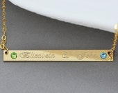 Personalized Bar Necklace, Gold Bar Necklace, Initial Bar Necklace, Everyday Jewelry, Birthstone Necklace, Birthstone Bar Necklace