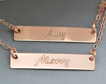 Personalized Bar Necklace, Layered Necklace, Rose Gold, Silver, Gold Bar Necklace Layer, Custom Engraved, Nameplate Necklace