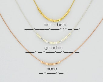 Custom Word Morse Code Necklace, Secret Message Necklace, Mother Necklace, Gift For Mom, Grandma Necklace, Personalized Necklace For Mom