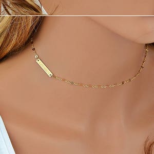 Gold Choker Necklace, Bar Choker, Dainty Choker Necklace, Personalized Choker, Silver or Gold Choker Chain, Delicate Gold Necklace