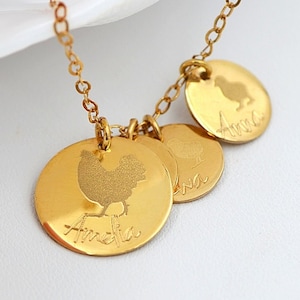 Mama Hen Necklace, Mother's Day Necklace, Baby Chick, Mother Hen and Chick's, Kids Name, Gift For Mom, Mama Chicken Necklace image 1