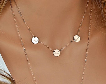 Collana a disco d'oro, Collana per la festa della mamma, Disco con nome, Collana a disco personalizzata, Collana con nome per bambini, Gioielli con nomi per bambini