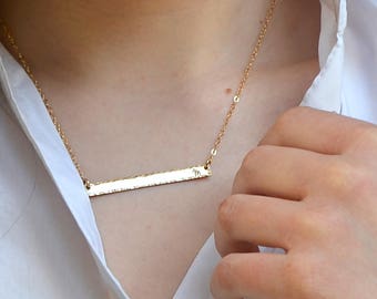 Gold Bar Necklace, Personalized Necklace, Personalized Jewelry, Two Name Necklace, Engraved Necklace, Engraved  Gold or silver Bar