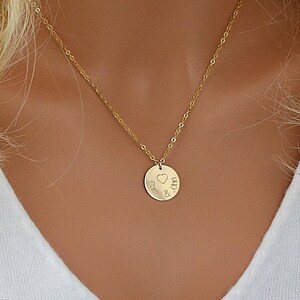 Mom Necklace, Kids Name Necklace, Gold Disc Necklace, New Mom Necklace, Personalized Necklace For Mom, Gift For Mom, Mothers Necklace image 2