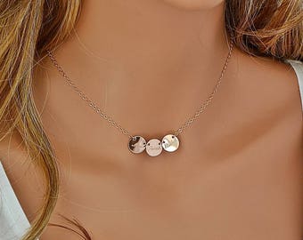 Collana iniziale oro, collana con nome, collana mamma, nomi per bambini, dischi d'oro, collana d'argento, collana in oro rosa, collana con targhetta