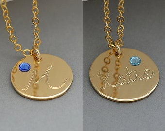 Personalisierte erste Halskette, erste Halskette, Namen Halskette Gold, personalisierte Birthstone Halskette Silber, Gold, Rose Gold, Geschenk für sie