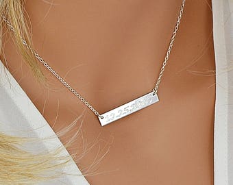 Sterling Silver Bar Necklace, Personalized Bar Necklace, Sterling Silver Initial Bar Necklace, Engraved Jewelry