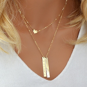 Personalized Layered Necklace Vertical Bar Necklace Layering - Etsy