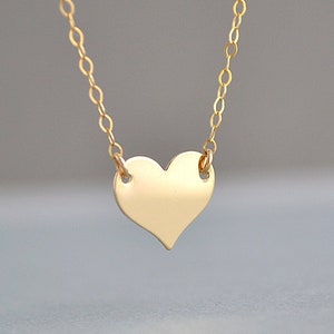 GOLD HEART NECKLACE, Celebrity Necklace, Minimal Necklace, Everyday Simple Jewelry, 14k Gold Fill, Gold Necklace image 1