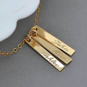 Name Necklace, Personalized Tag Necklace, Kids Name Necklace, Mothers Necklace with Childrens Names, Personalized Bar necklace