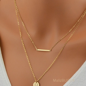 Bar Necklace, Delicate Gold Necklace, Perfect Layering Necklace in 14k gold, Sterling Silver or Rose Gold Filled, Tiny Horizontal Bar