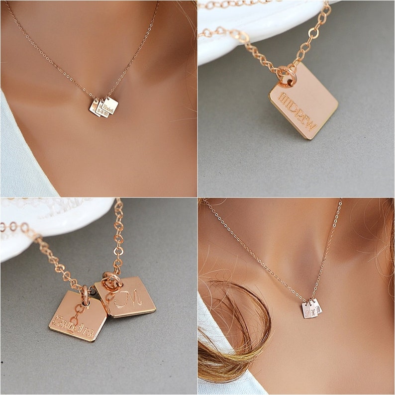 Additional Initial Charm / Additional Initial Tag / Add a sterling Silver, 14k Gold Filled or Rose Gold Filled Initial Pendant Square image 4