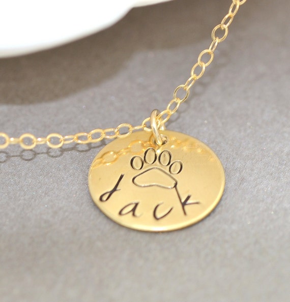 Dog or Cat Paw Necklace Gold or Silver Disc Necklace Etsy