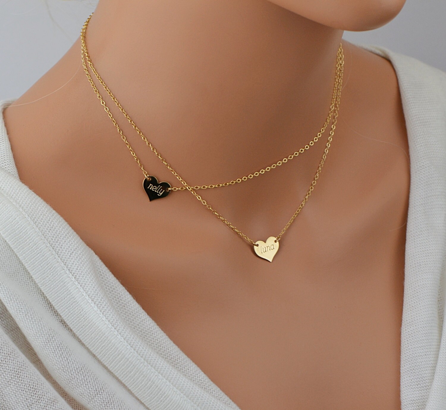 Personalized Heart Necklace Initial Heart Necklace Gold Etsy