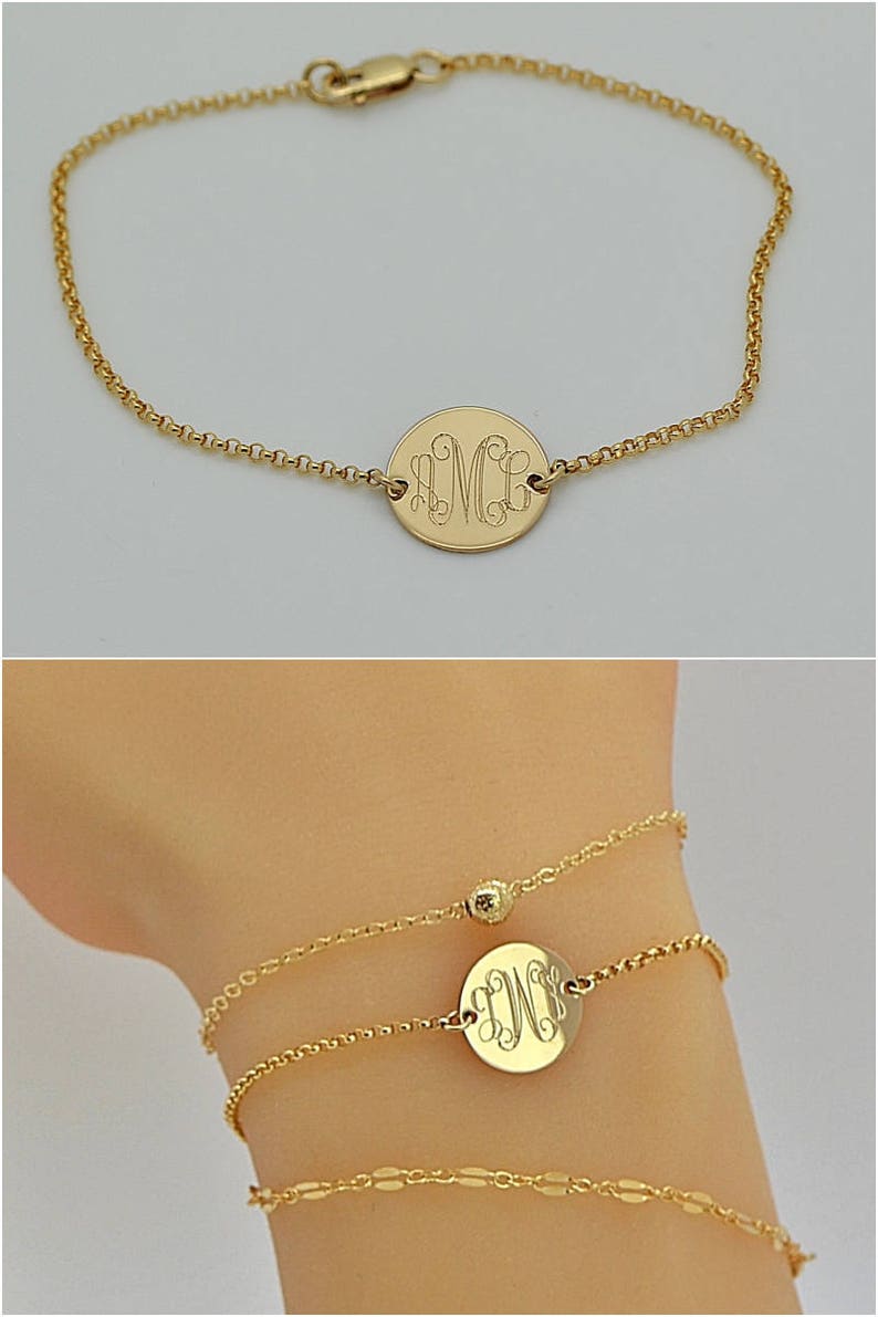 Layered Bracelet Personalized Monogram Bracelet Delicate Etsy