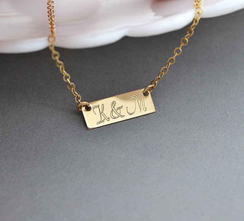 Layered Necklace Personalized Engraved Necklace Tag Charm Etsy