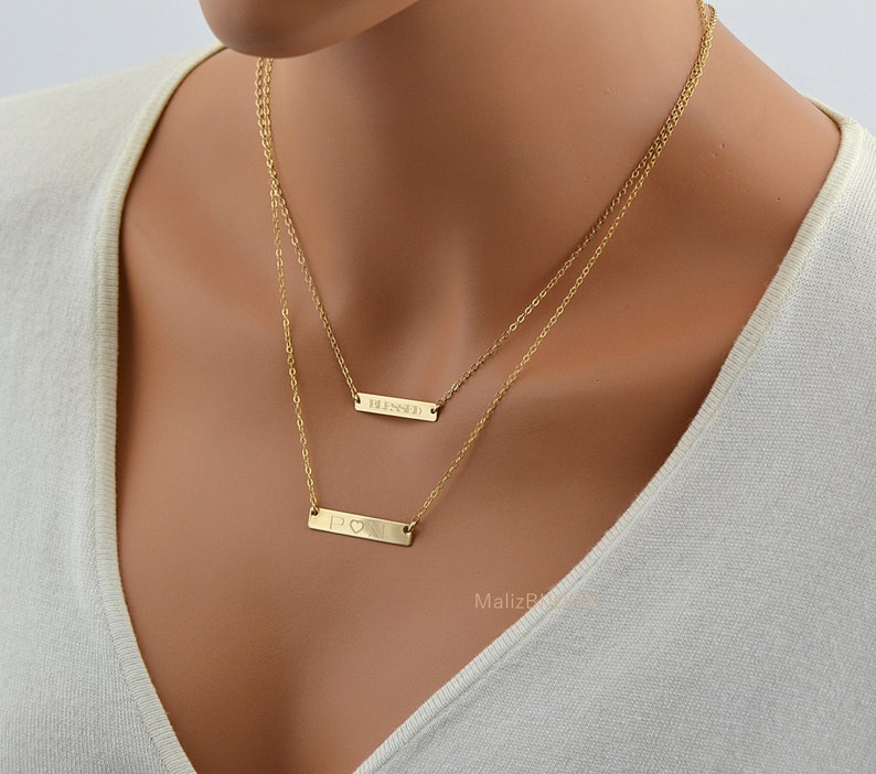 BAR NECKLACE Personalized Necklace Layered Bar Necklace Etsy