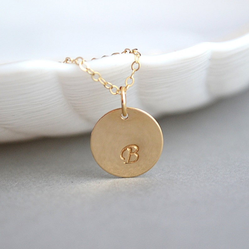 Personalized Necklace Gold or Silver Initial Disc Necklace Etsy