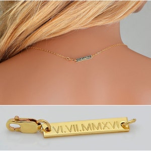 Personalized Tiny Bar Tag, Engraved Tag, Additional Tag, Add-On Tag Necklace, Name, Date Tag, Gold Filled, Rose Gold, Sterling Silver