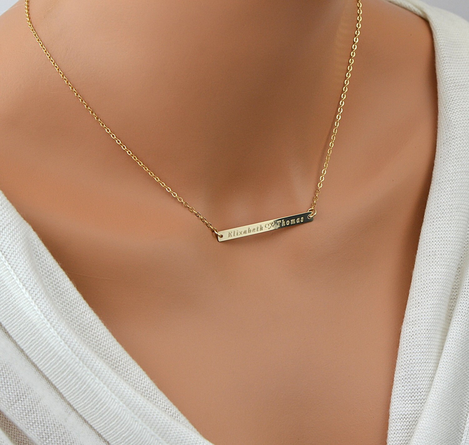 Gold Bar Necklace Personalized Necklace 