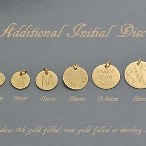 Additional Initial Charm / Additional Initial Disc / Add a sterling Silver, 14k Gold Filled or Rose Gold Filled Initial Disc