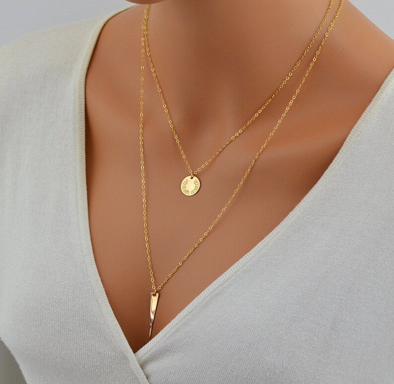 Gold Layered Necklace Layering Necklace Set Set of Two Etsy