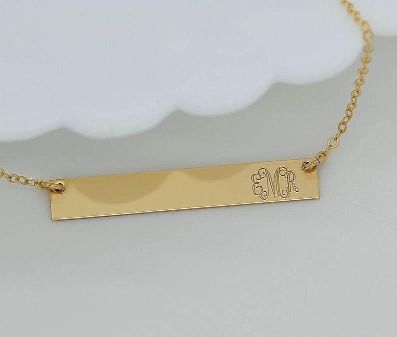 Gold Bar Necklace, 14k Gold Bar Necklace, Bar Necklace Personalize, Personalized Necklace 14k Gold, Kardashian Necklace, Name Necklace image 5