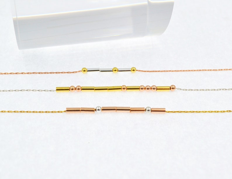 Morse Code Necklace Custom Rose Gold Personalized Necklace Gold Name Necklace Morce Cose Jewelry Hidden Message Necklace image 9