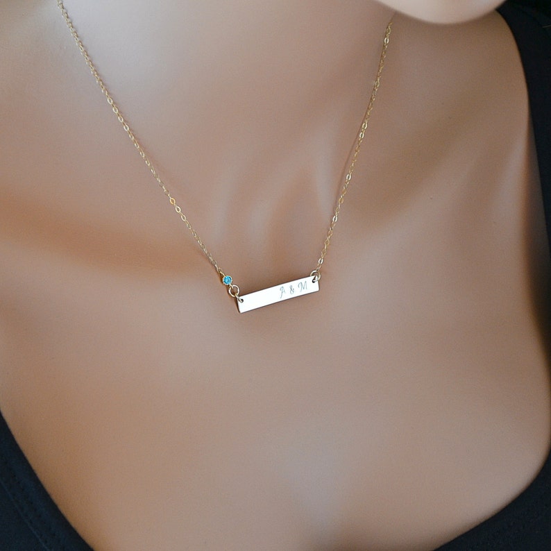 Personalized Necklace Bar Necklace Gold Initial Bar Etsy