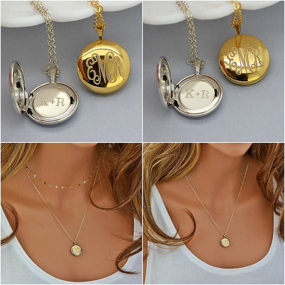 Locket Necklace Monogram Locket Personalized Locket Etsy