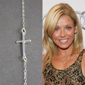 Sideways Cross Necklace Gold off Center 