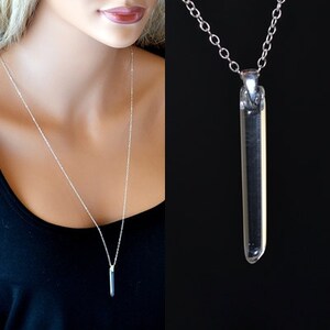 Crystal Quartz Necklace, Sterling Silver Necklace, Long Silver Necklace, Clear Icicle Crystal Necklace image 2