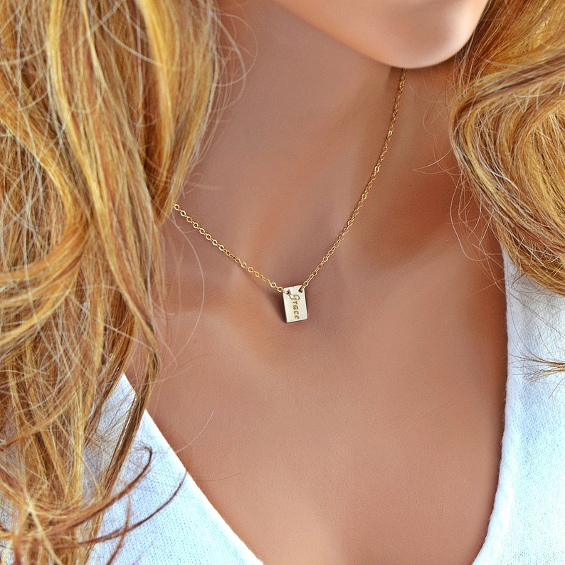 Personalized Tag Necklace Gold Necklace Custom Name Etsy