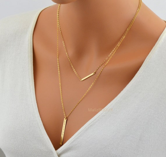 Custom Layered Necklace, Personalized Necklace Layering, Coordinates Disc  Necklace, Nameplate Bar Necklace, Engraved Monogram Necklace Gold - Etsy  Sweden