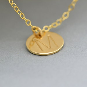 Initial Necklace, Disc Necklace, Personalized Necklace, Personalized Necklace Gold, Delicate Gold Necklace, Monogram Necklace, Initial Disc image 2